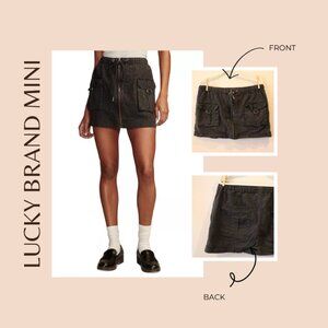Lucky Brand Black Cargo Linen-Blend Utility Mini Skirt - Size Large - EUC